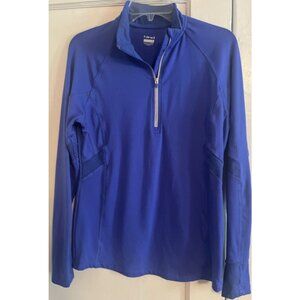 HIND Athletic Running Jacket Womens L Blue 1/4 Zip Pullover Stretch
